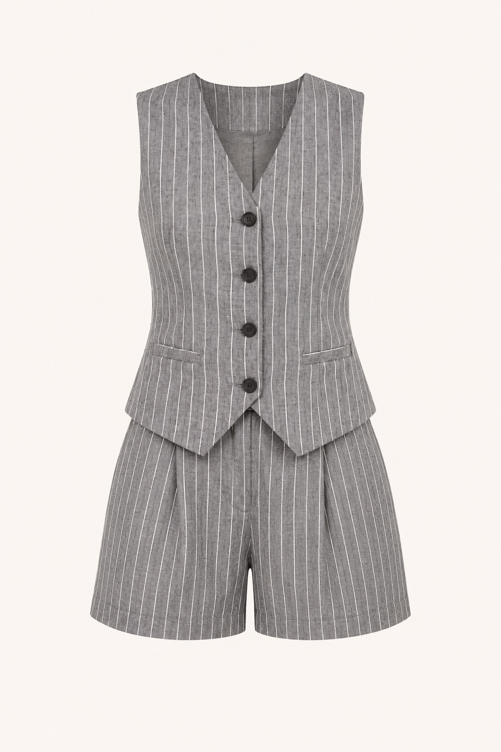 Damesset met gestreept gilet en hoog uitgesneden shorts - Pinny