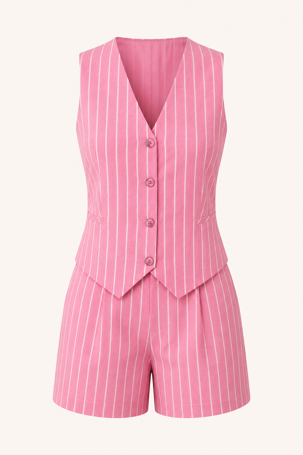 Damesset met gestreept gilet en hoog uitgesneden shorts - Pinny
