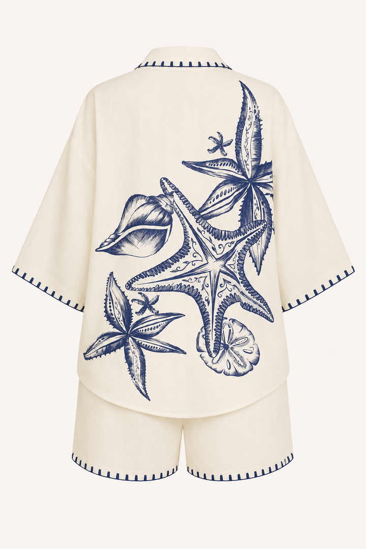Zomer oversized damesshirts met mediterrane print - Lidia