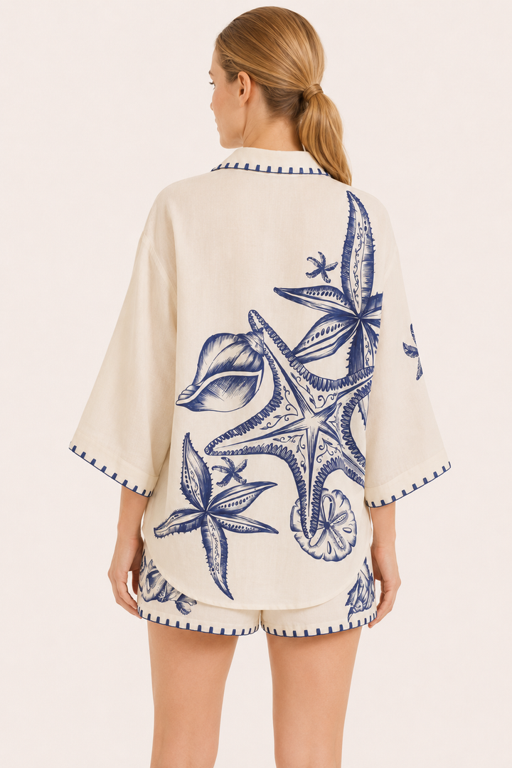 Zomer oversized damesshirts met mediterrane print - Lidia