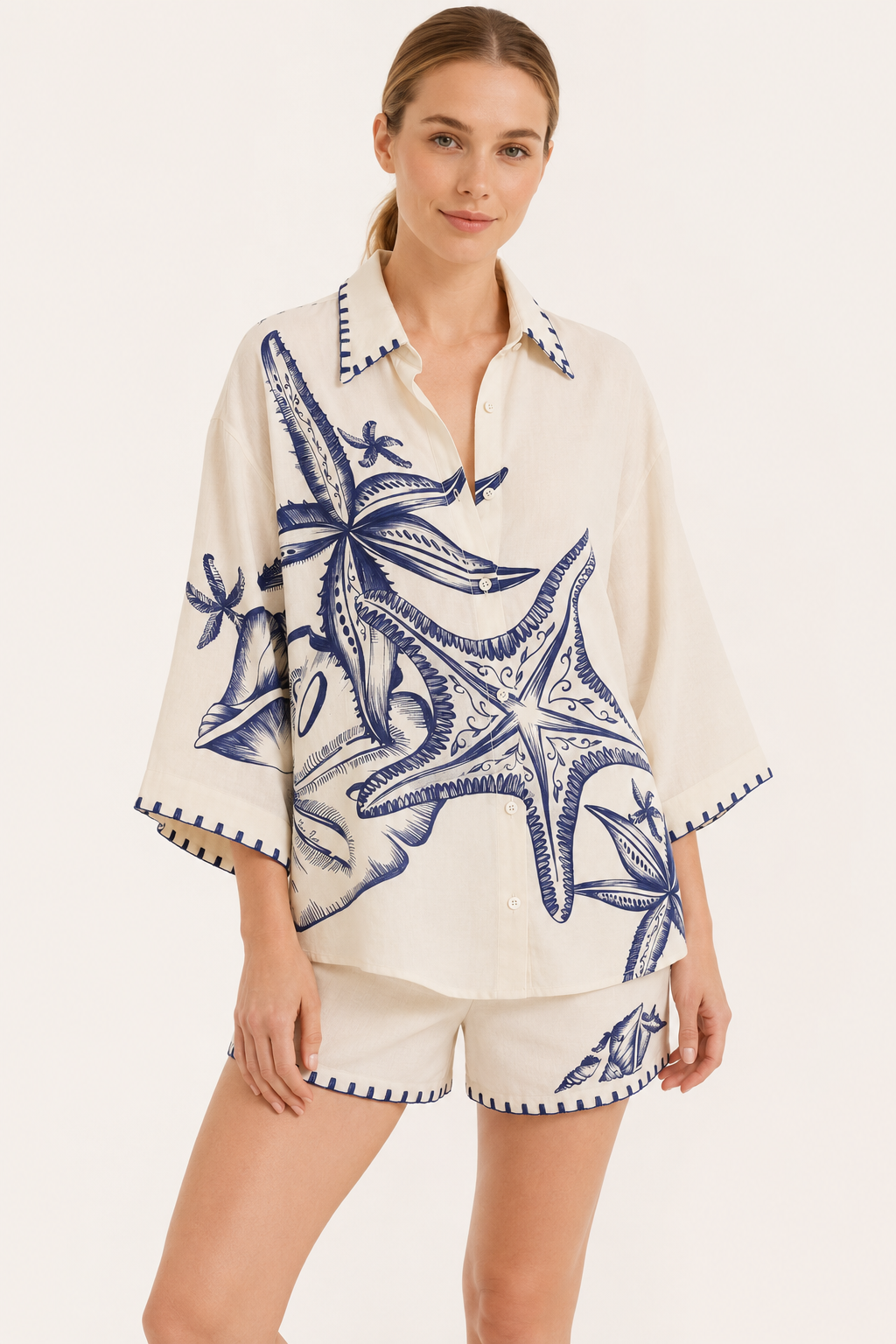 Zomer oversized damesshirts met mediterrane print - Lidia