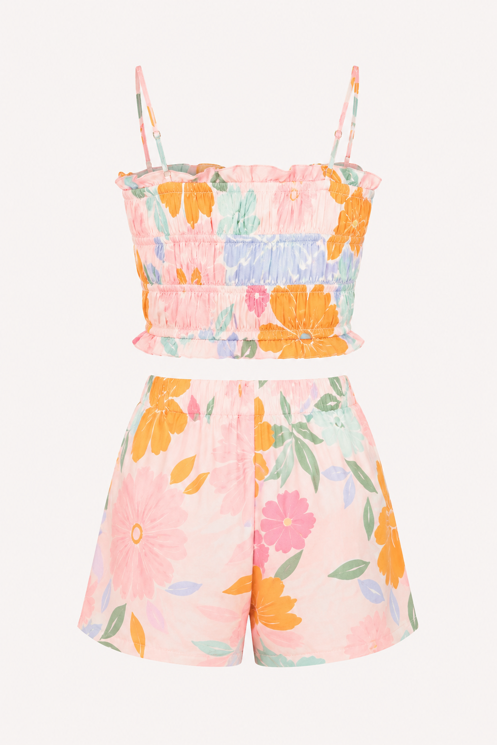 Damesset stretch top en gebloemde shorts - Maja