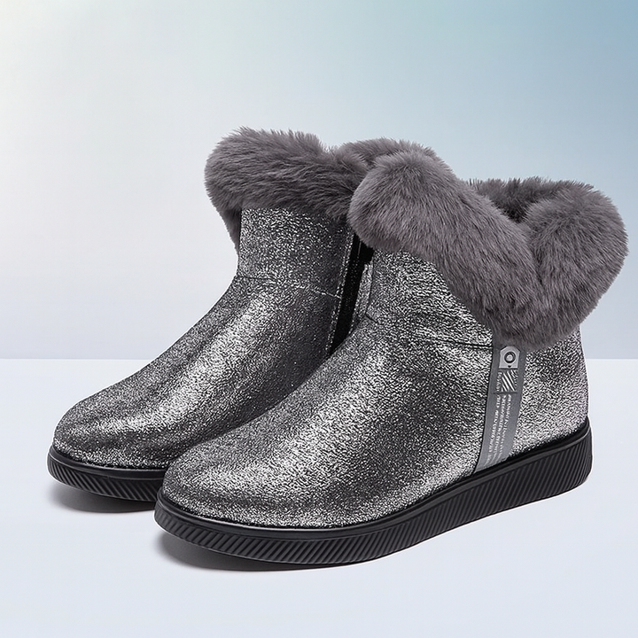 Winter enkellaarsjes met glanseffect voor dames - Nivara