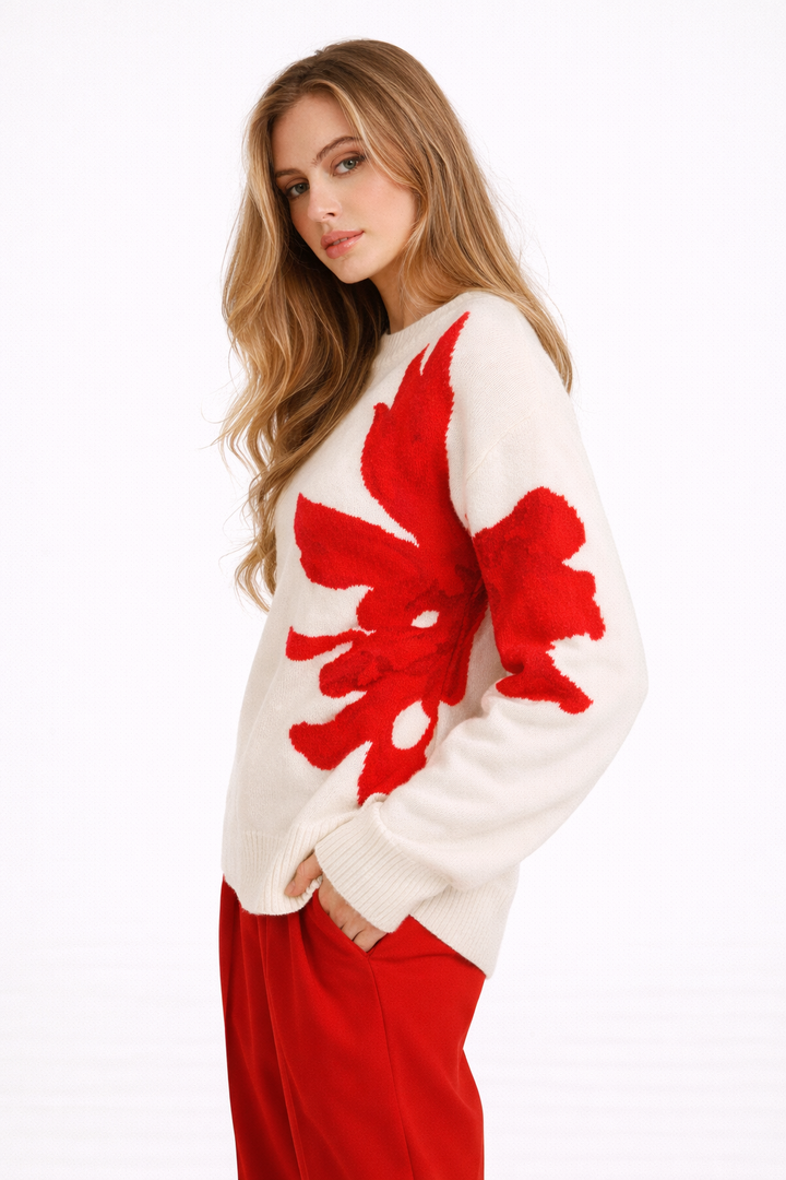 Damestrui met bloemendetail en ronde hals - Elina