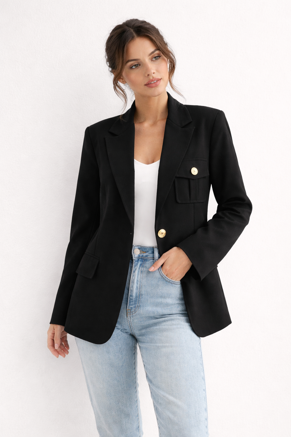 Damesblazer in rechte pasvorm met revers - Luma