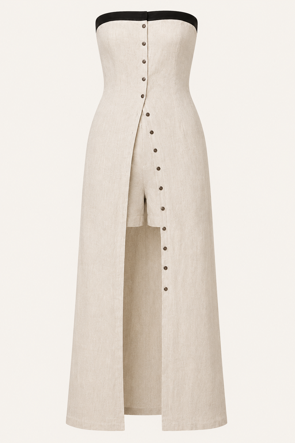 Linnen lange bandeau set met korte broek - Senta