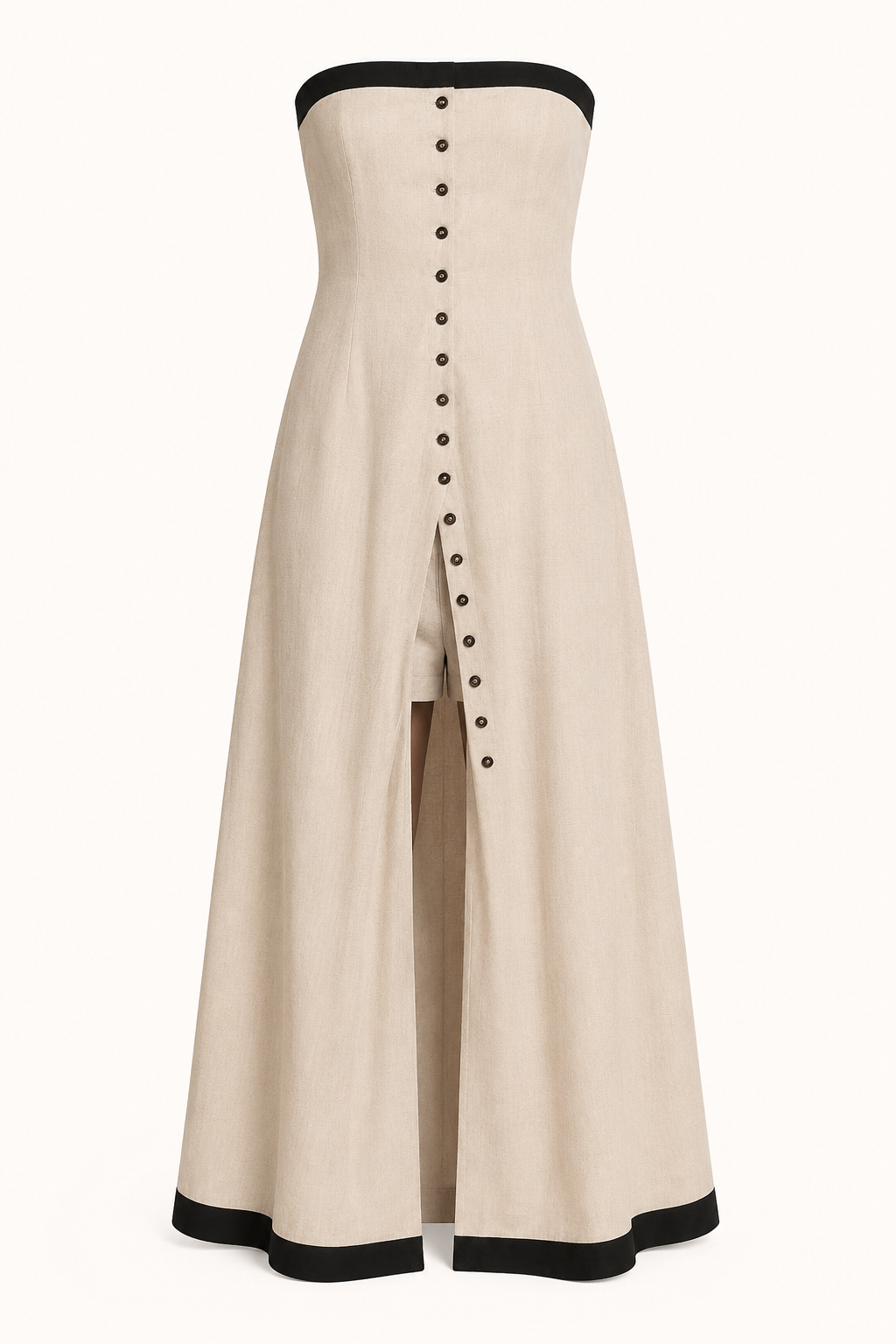 Linnen lange bandeau set met korte broek - Senta