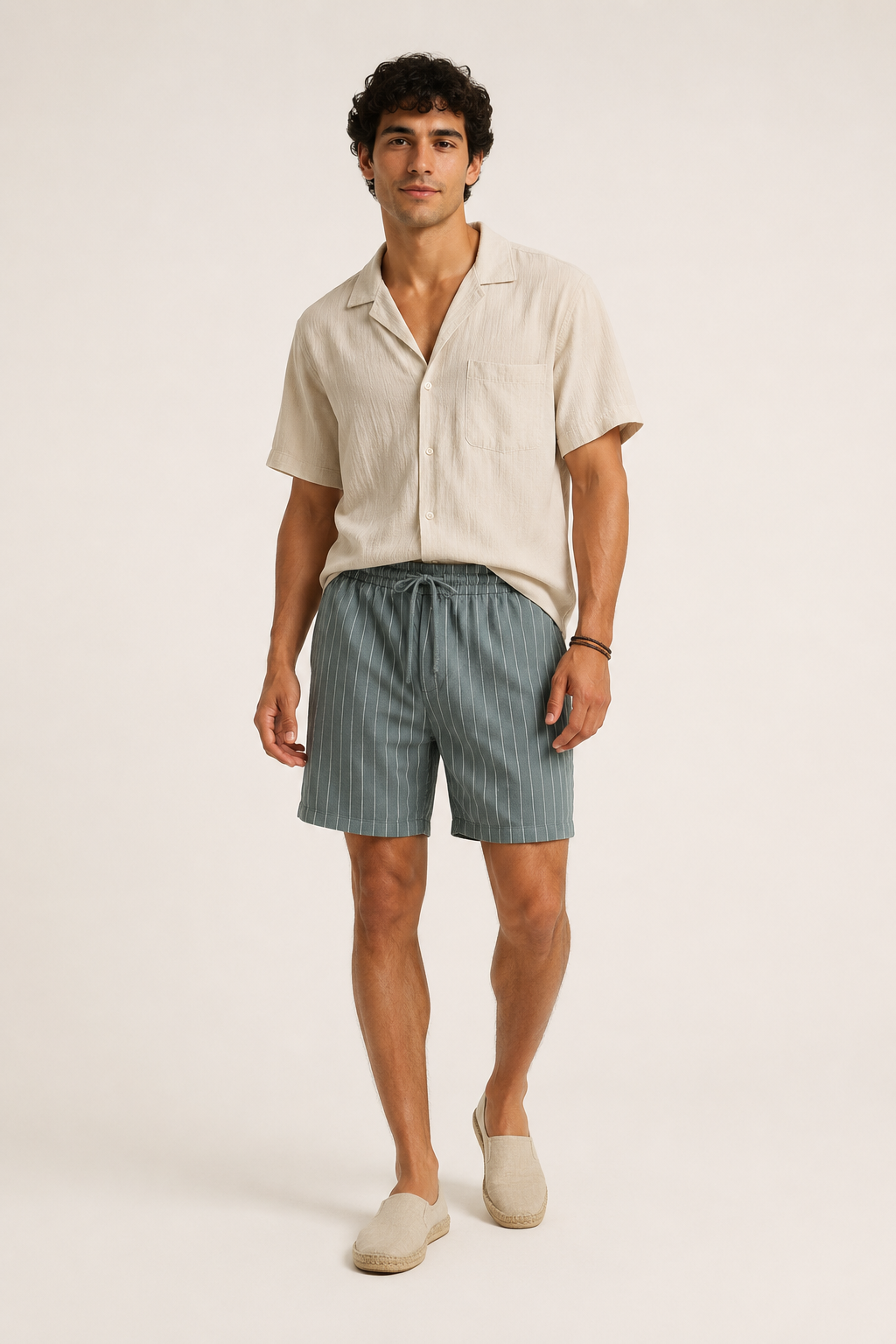 Linnen casual herenbroek met elastisch koord in de taille - Levin