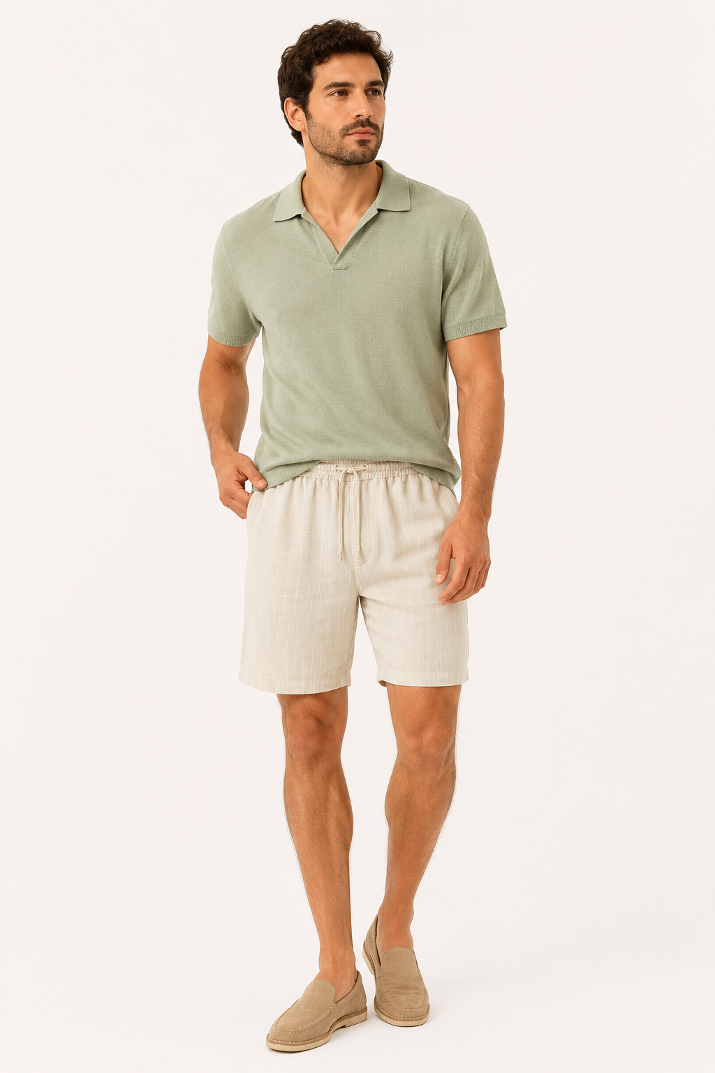 Linnen casual herenbroek met elastisch koord in de taille - Levin