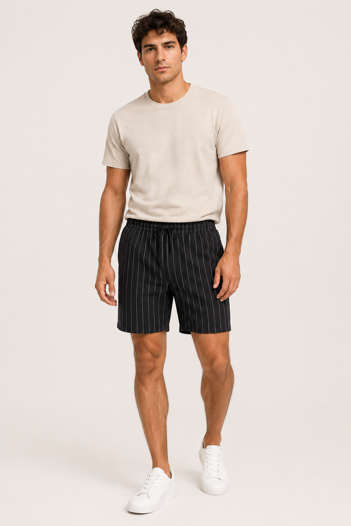 Linnen casual herenbroek met elastisch koord in de taille - Levin