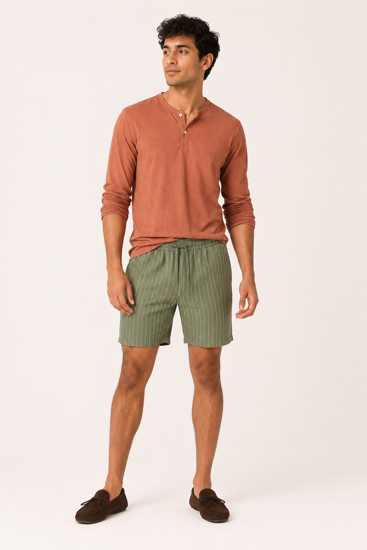 Linnen casual herenbroek met elastisch koord in de taille - Levin