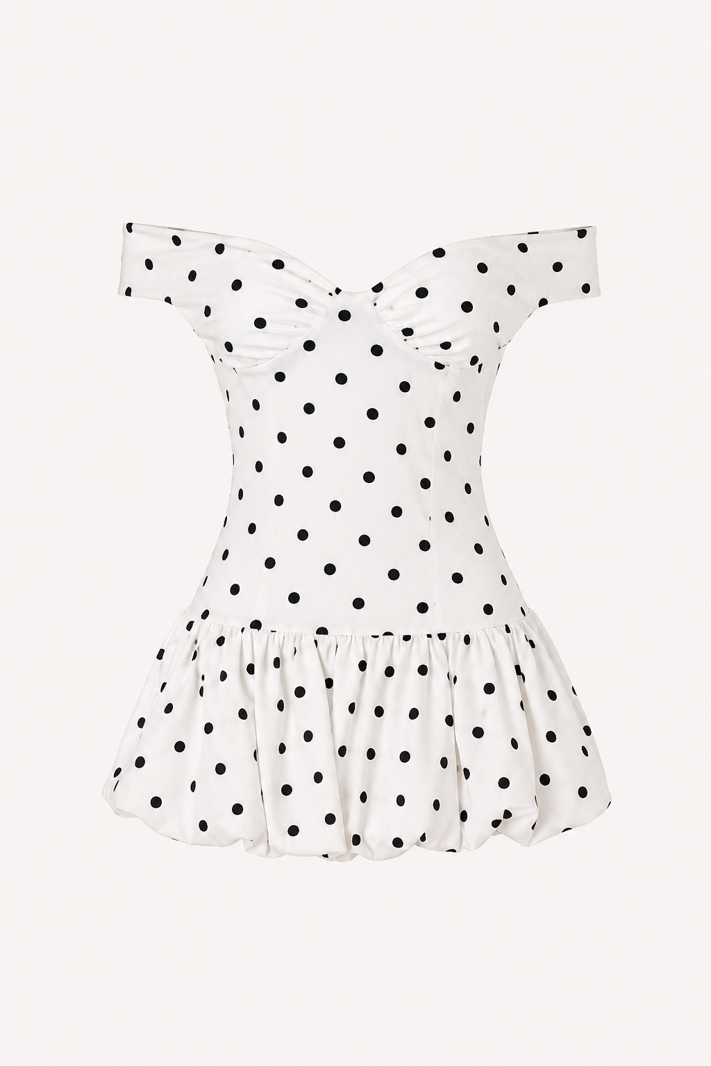 Korte jurk met stippen off shoulder - Mila