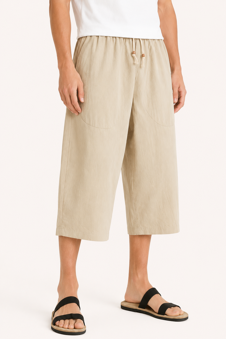 Herenbroek met cropped pijpen, elastische tailleband en trekkoord - Alfie