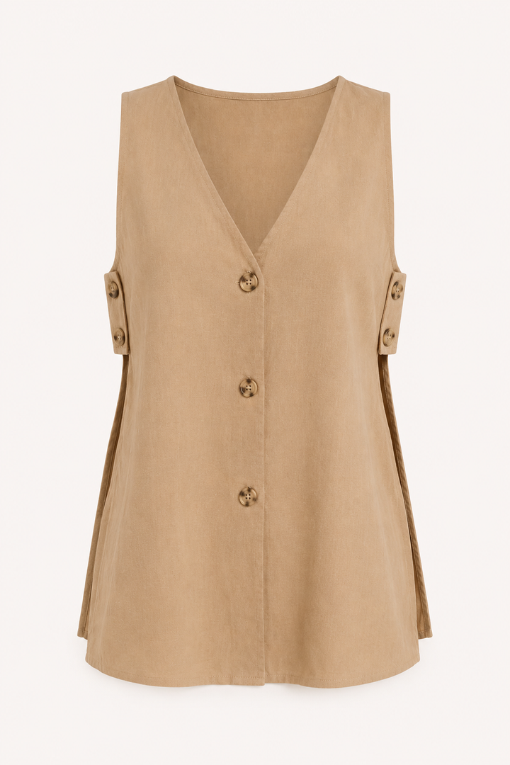 Set voor dames: vestje en korte broek met knopen - Elke
