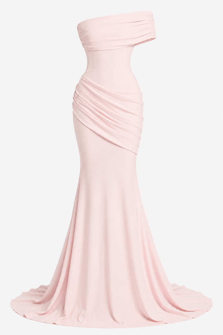 Lange off-the-shoulder damesjurk met elegante feestelijke pasvorm - Aurelia