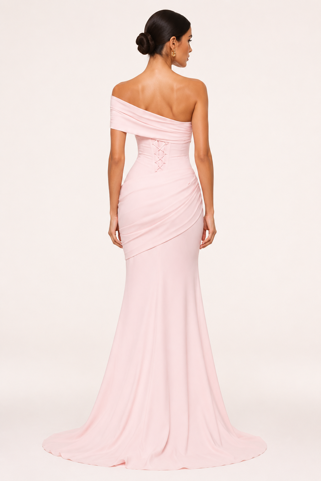 Lange off-the-shoulder damesjurk met elegante feestelijke pasvorm - Aurelia