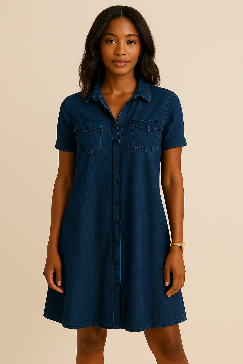 Comfortabele denim overhemdjurk voor dames - Claire