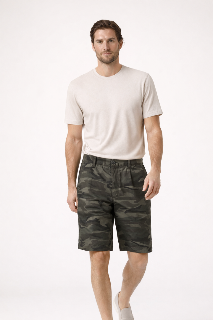 Rechte casual herenshort met camouflageprint - Valerio