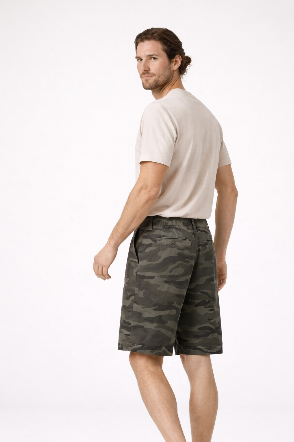 Rechte casual herenshort met camouflageprint - Valerio