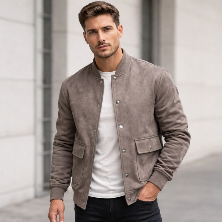 Heren bomberjack met knoopsluiting en korte kraag - Bjornrik