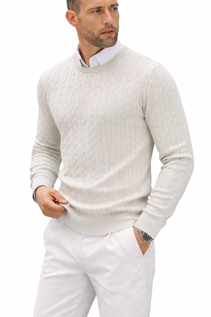 Trui met ronde hals en reliëfstructuur voor heren - Hrodgar