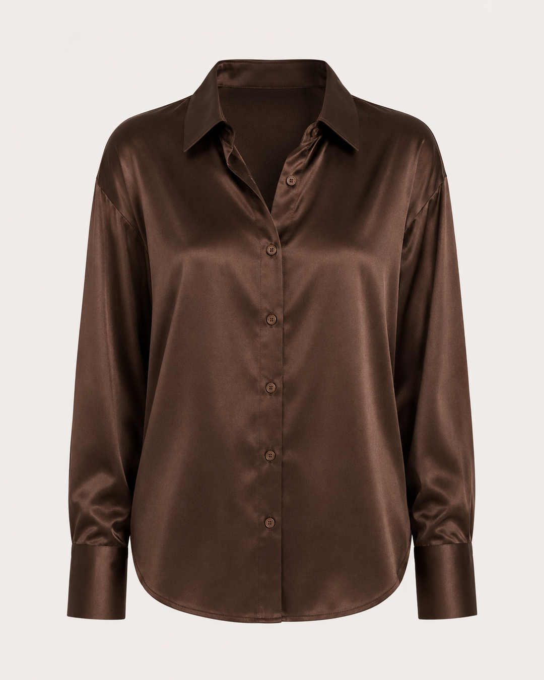Satijnen damesblouse met lange mouwen en knoopsluiting aan de voorkant - Hannelore