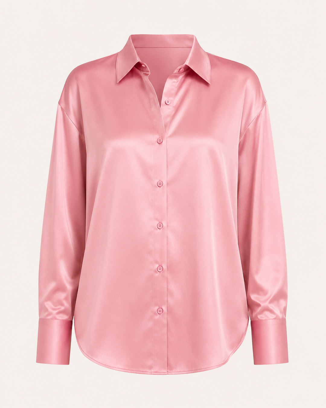 Satijnen damesblouse met lange mouwen en knoopsluiting aan de voorkant - Hannelore