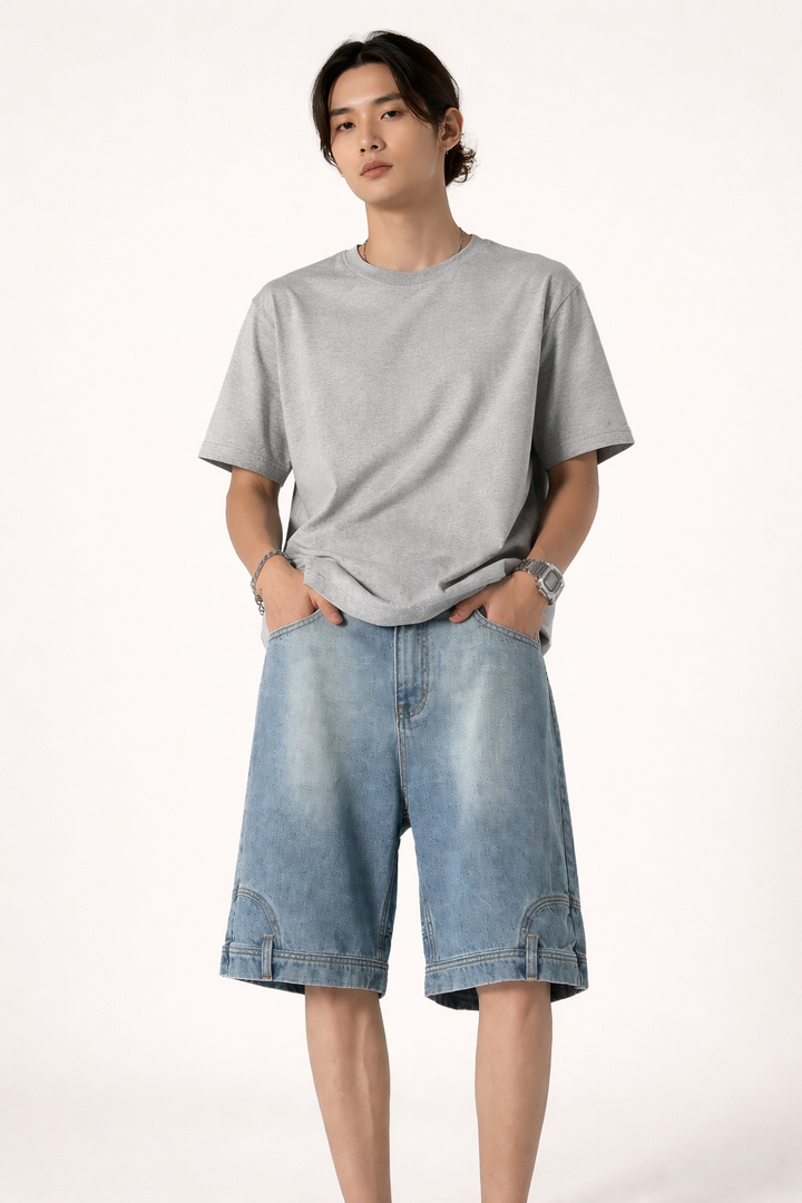 Losvallende denim bermuda voor heren - Hudson