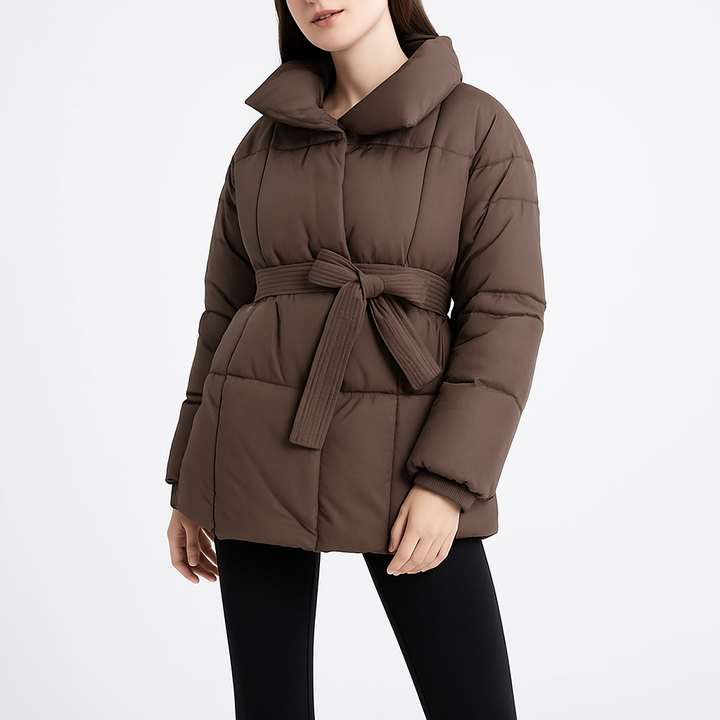 Trendy dames winterjas met verstelbare riem - Freja