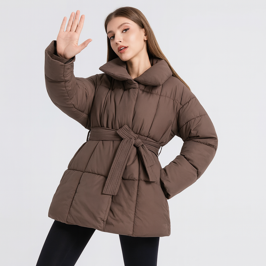 Trendy dames winterjas met verstelbare riem - Freja