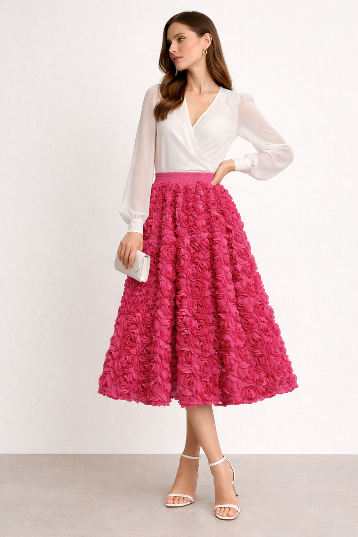 Geweven damesrok met bloemenvolume - Vaiva