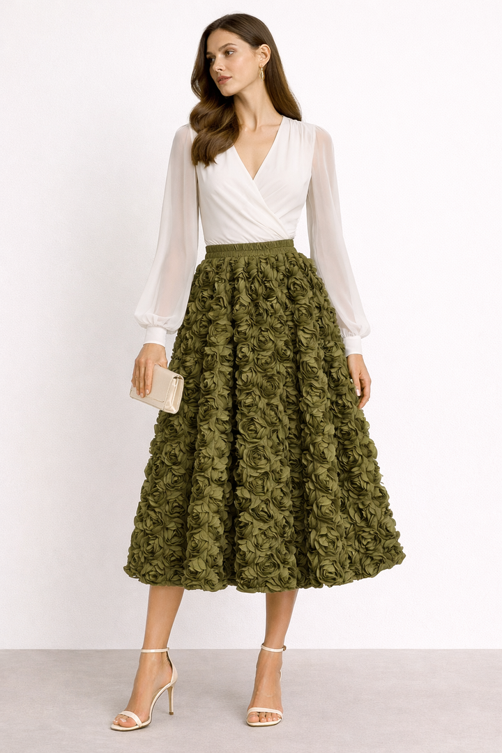 Geweven damesrok met bloemenvolume - Vaiva