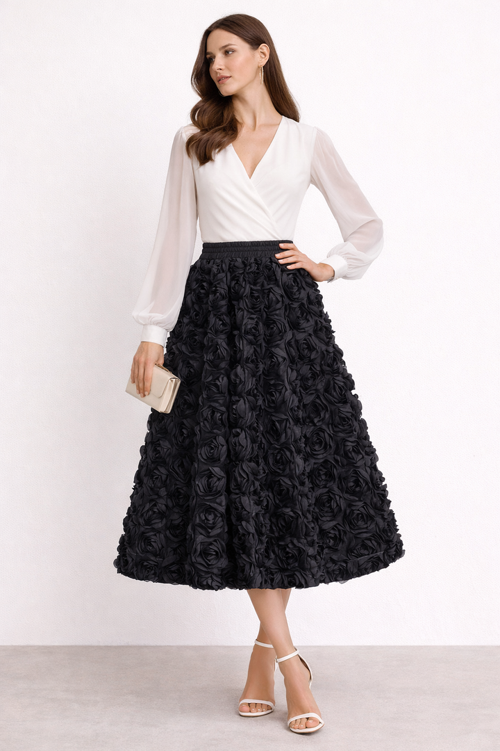 Geweven damesrok met bloemenvolume - Vaiva