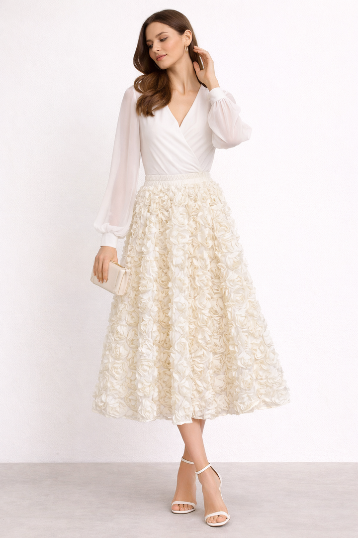 Geweven damesrok met bloemenvolume - Vaiva