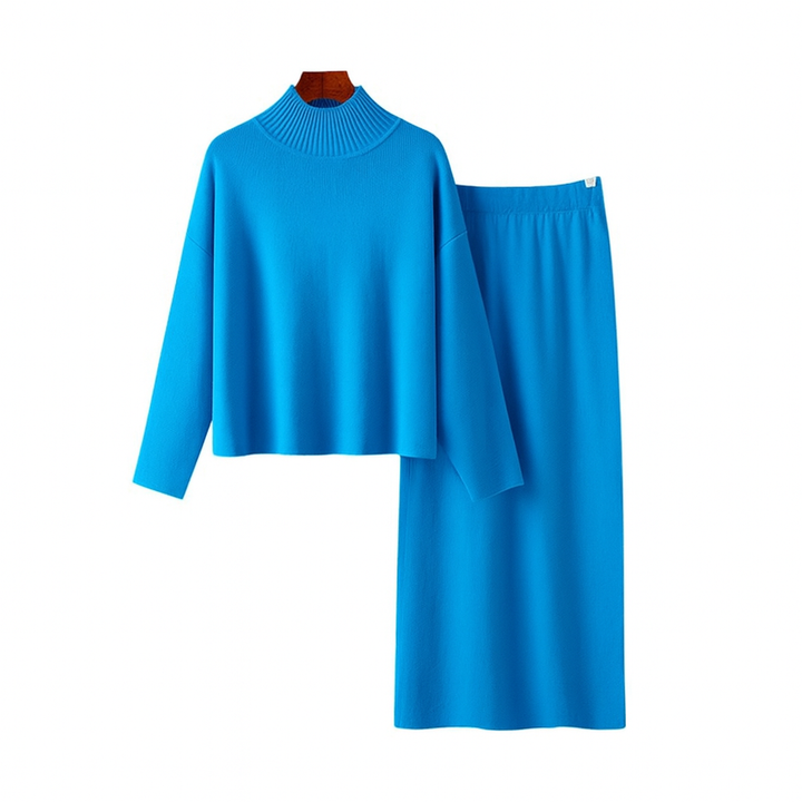 Gebreide damesset - Azuren