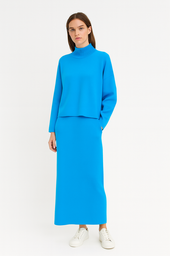 Gebreide damesset - Azuren