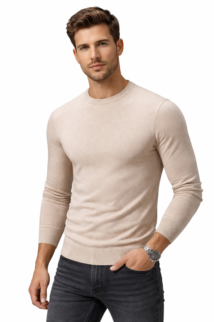 Gebreide herentrui met lange mouwen en ronde hals - Odrin