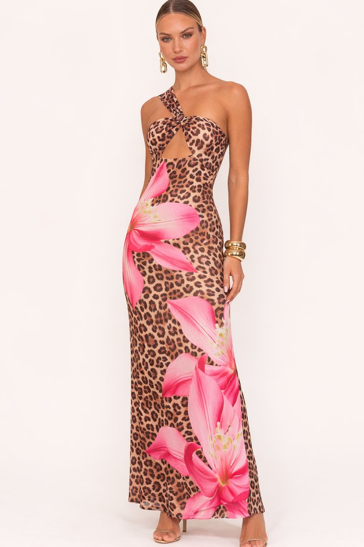 Dames maxi-jurk met bloemen- en dierenprint - Calira