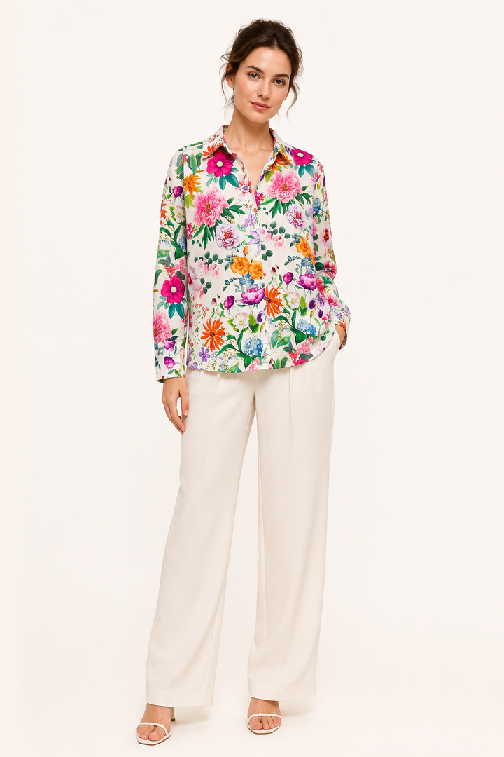 Gebloemde damesblouse met lange mouwen - Katrin