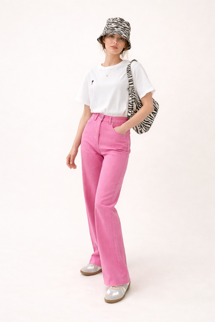 Damesjeans met hoge taille en rechte pijpen - Neriva
