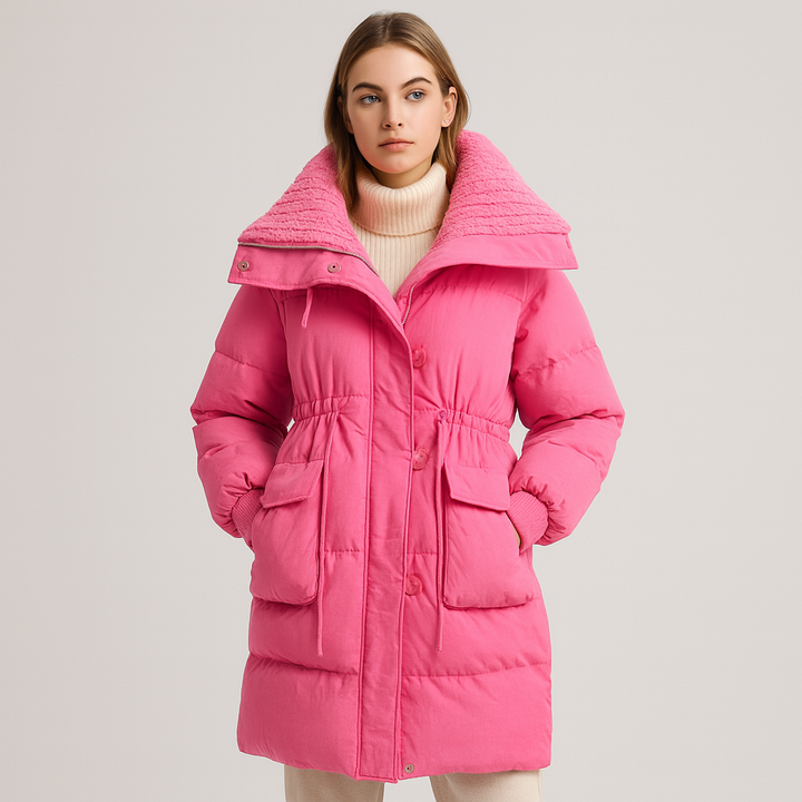 Gewatteerde lange jas voor dames - Amandine