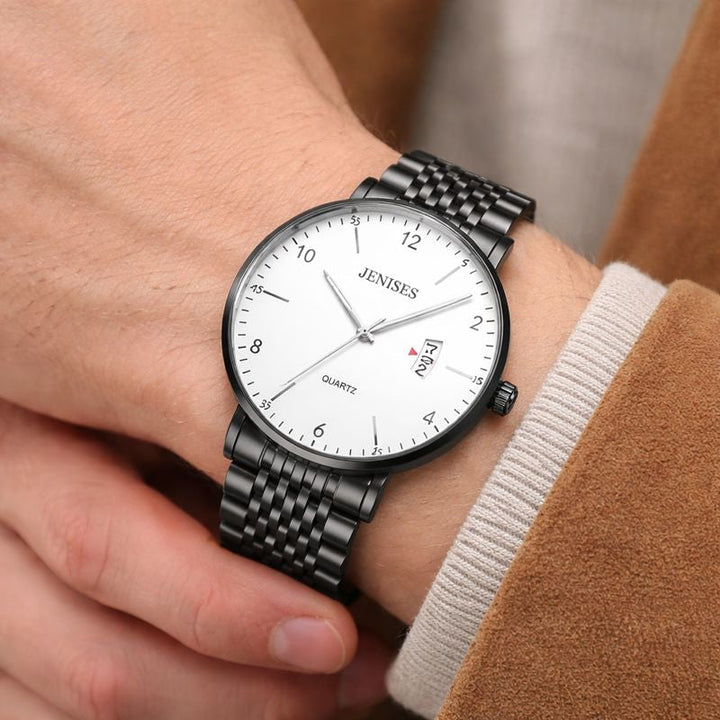 Horloge van roestvrij staal voor heren met genummerde wijzerplaat