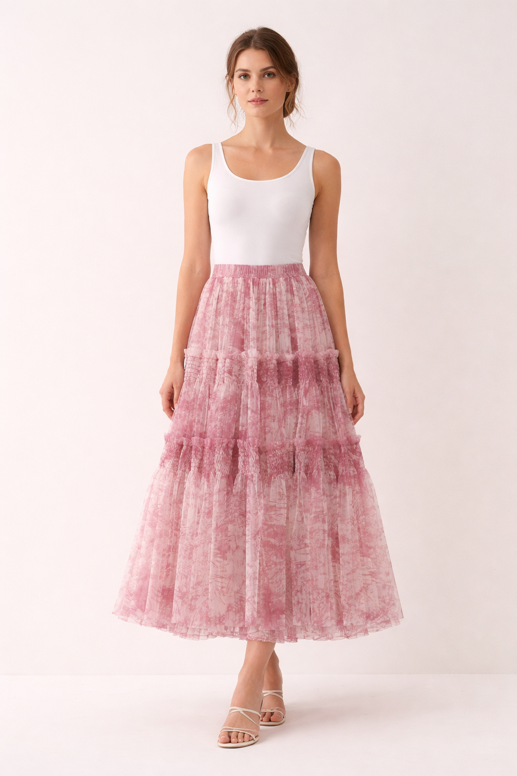 Vloeiende rok met print voor dames, elastische taille en wijde snit - Sabrina
