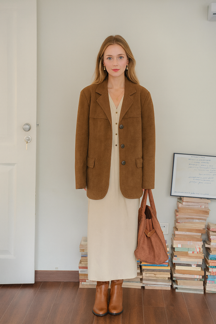 Bruine suède vintage blazer - Melissa