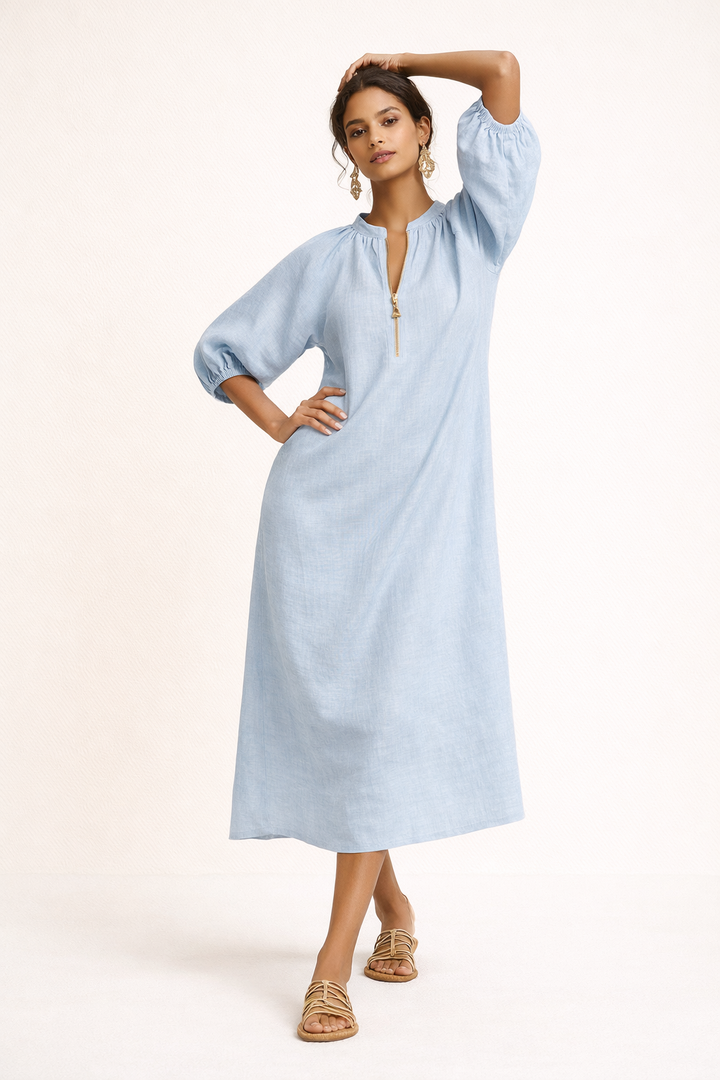 Dames casual lange jurk met losse mouwen - Lauren