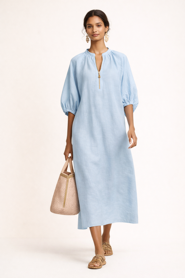 Dames casual lange jurk met losse mouwen - Lauren