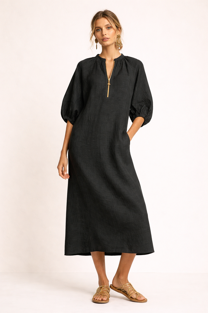 Dames casual lange jurk met losse mouwen - Lauren