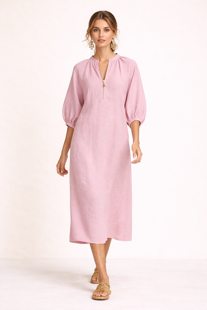 Dames casual lange jurk met losse mouwen - Lauren