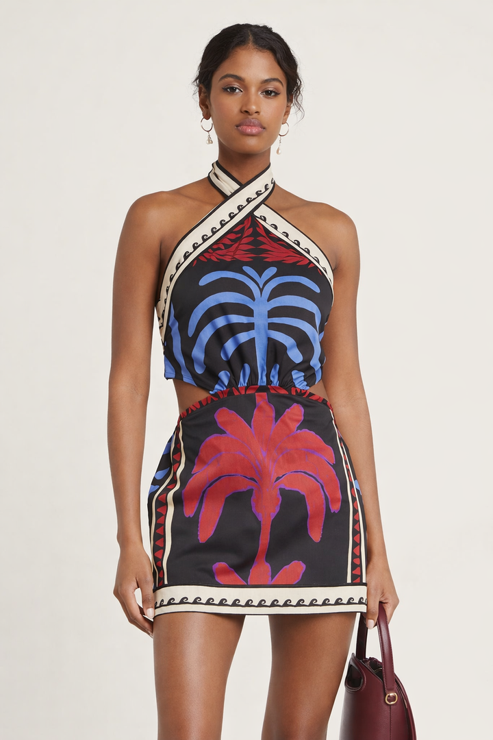 Bohemian print mini halterjurk voor dames - Alba