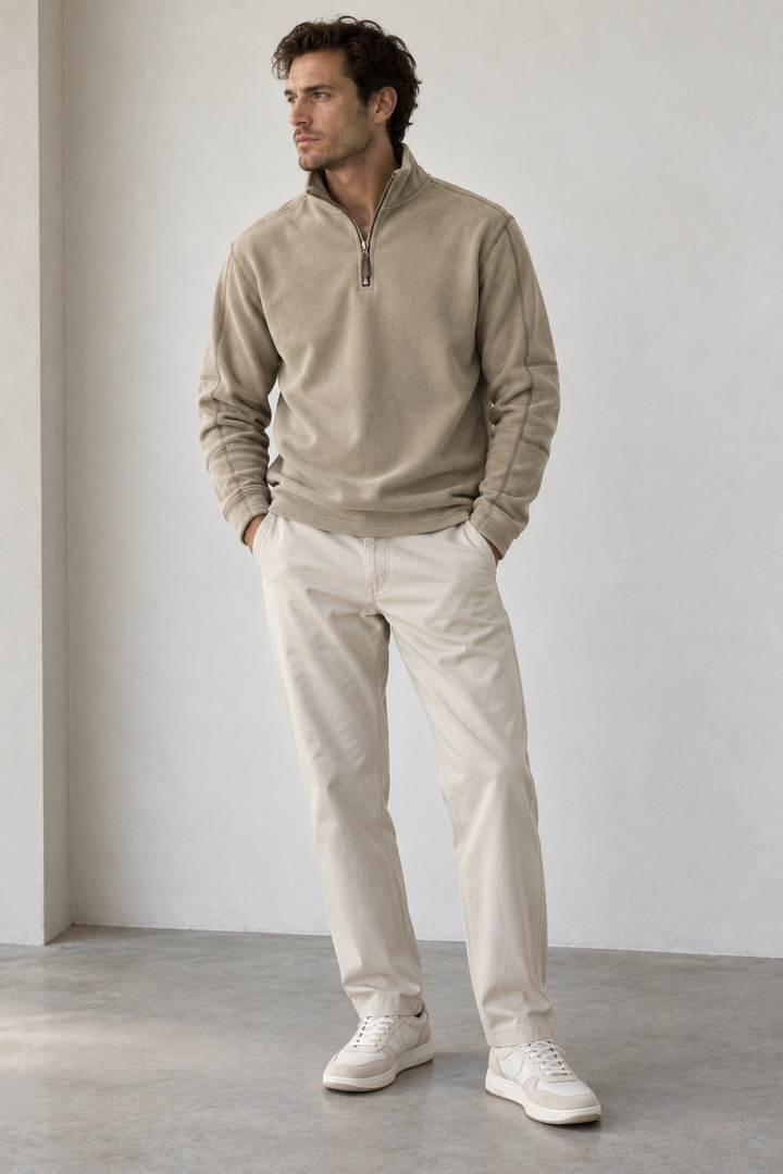 Herensweater met hoge hals en halve rits - Calder